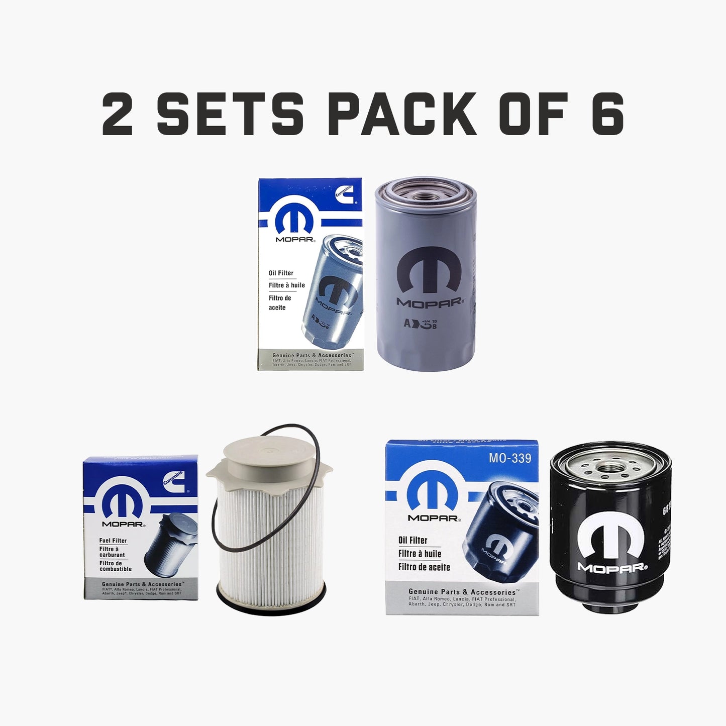 2013-2018 RAM 2500 - 5500 6.7L DIESEL OIL FUEL FILTER KIT MOPAR GENUINE 2 Set (Pack of 6)