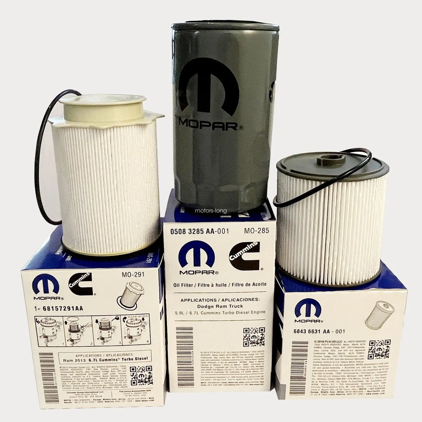 Mopar Diesel Fuel Filter Set and Oil Kit OEM for 2019-2021 Ram 2500 3500 4500 5500 6.7L (Pack of 3) Free Shipping - Mopar Filters