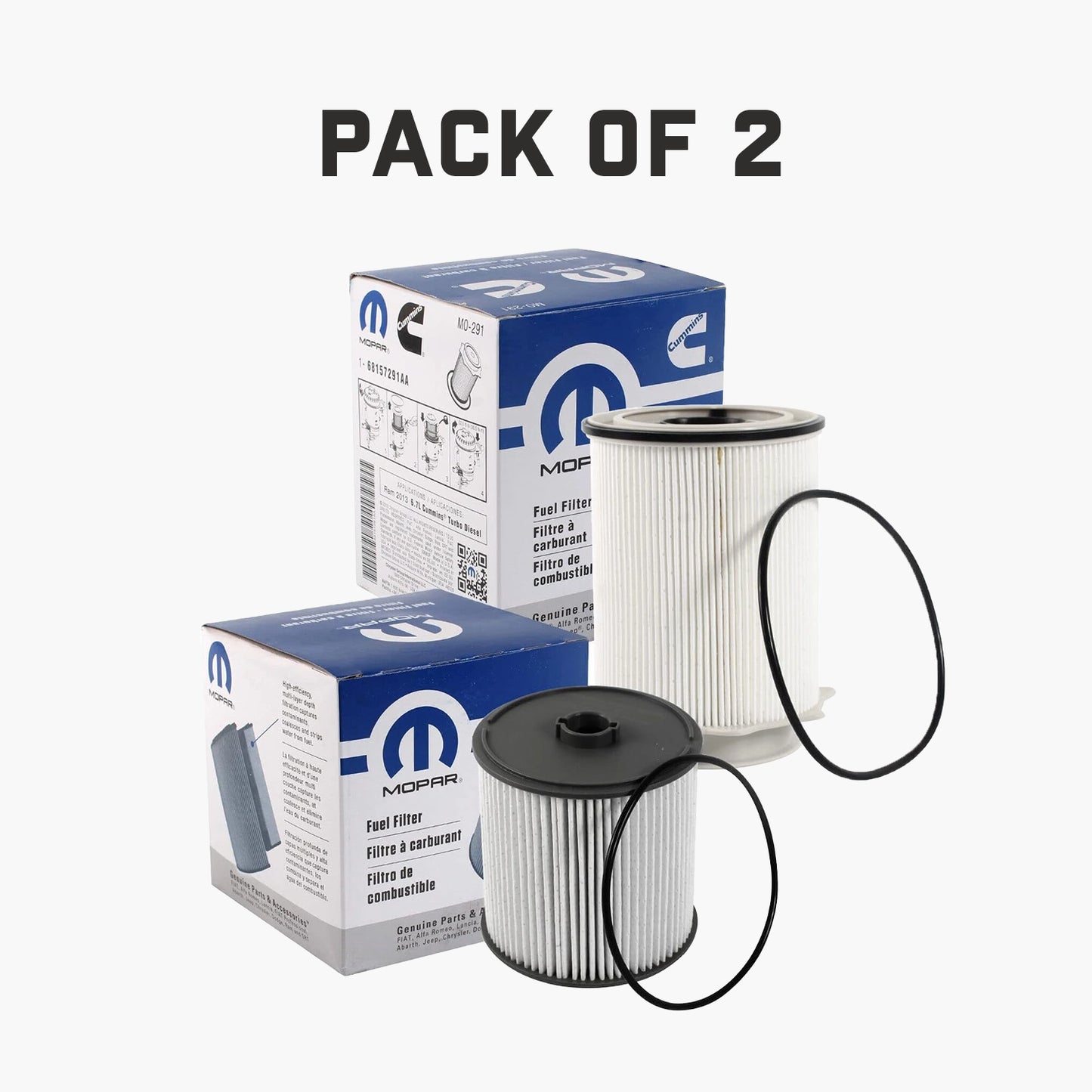 2019-2025 Dodge Ram Truck 6.7L Cummins Diesel Fuel Filters 68157291AA and 68436631AA ( Pack Of 2 )