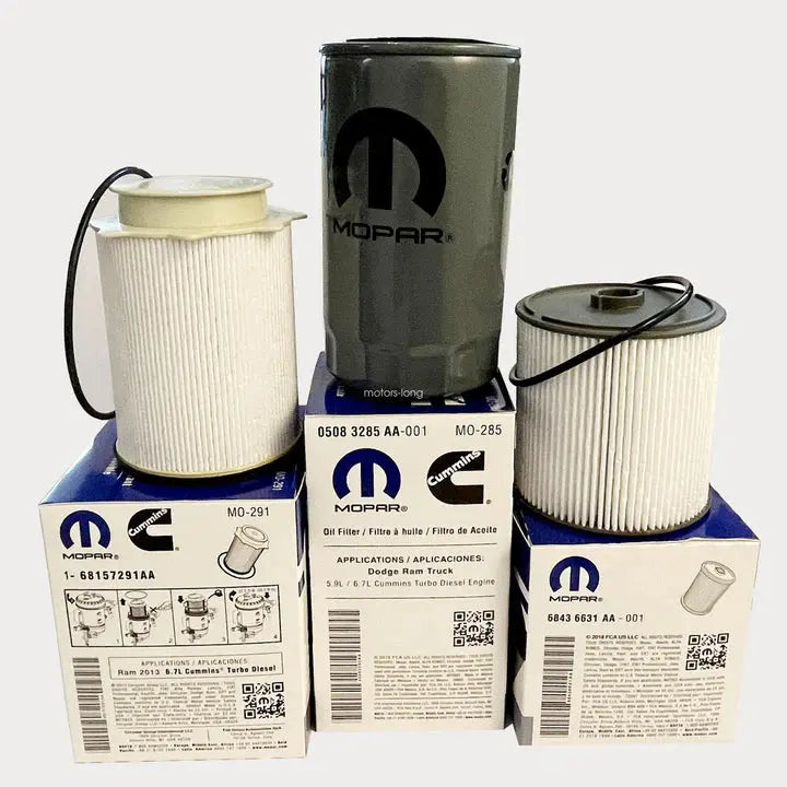 Mopar Diesel Fuel Filter Set and Oil Kit OEM for 2019-2021 Ram 2500 - 5500 6.7L (2 Sets Pack of 3 ) Free Shipping MOPAR