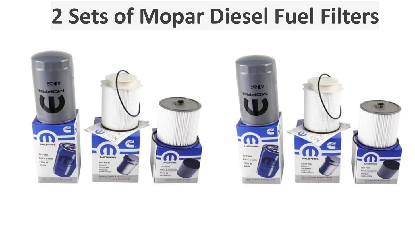 Mopar Diesel Fuel Filter Set and Oil Kit OEM for 2019-2021 Ram 2500 - 5500 6.7L (2 Sets Pack of 3 ) Free Shipping - Mopar Filters